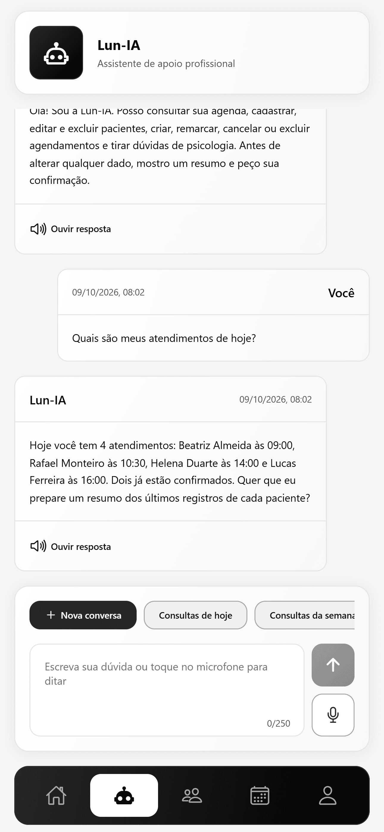Conversa com a assistente Lun-IA
